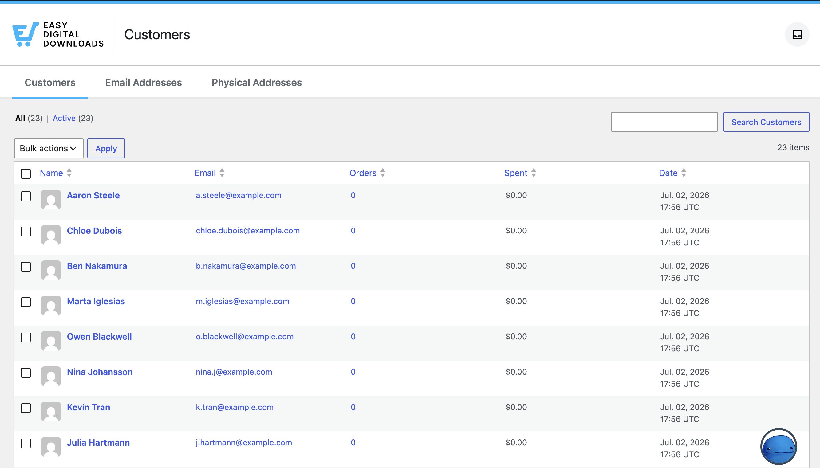 Het Easy Digital Downloads Klanten dashboard.