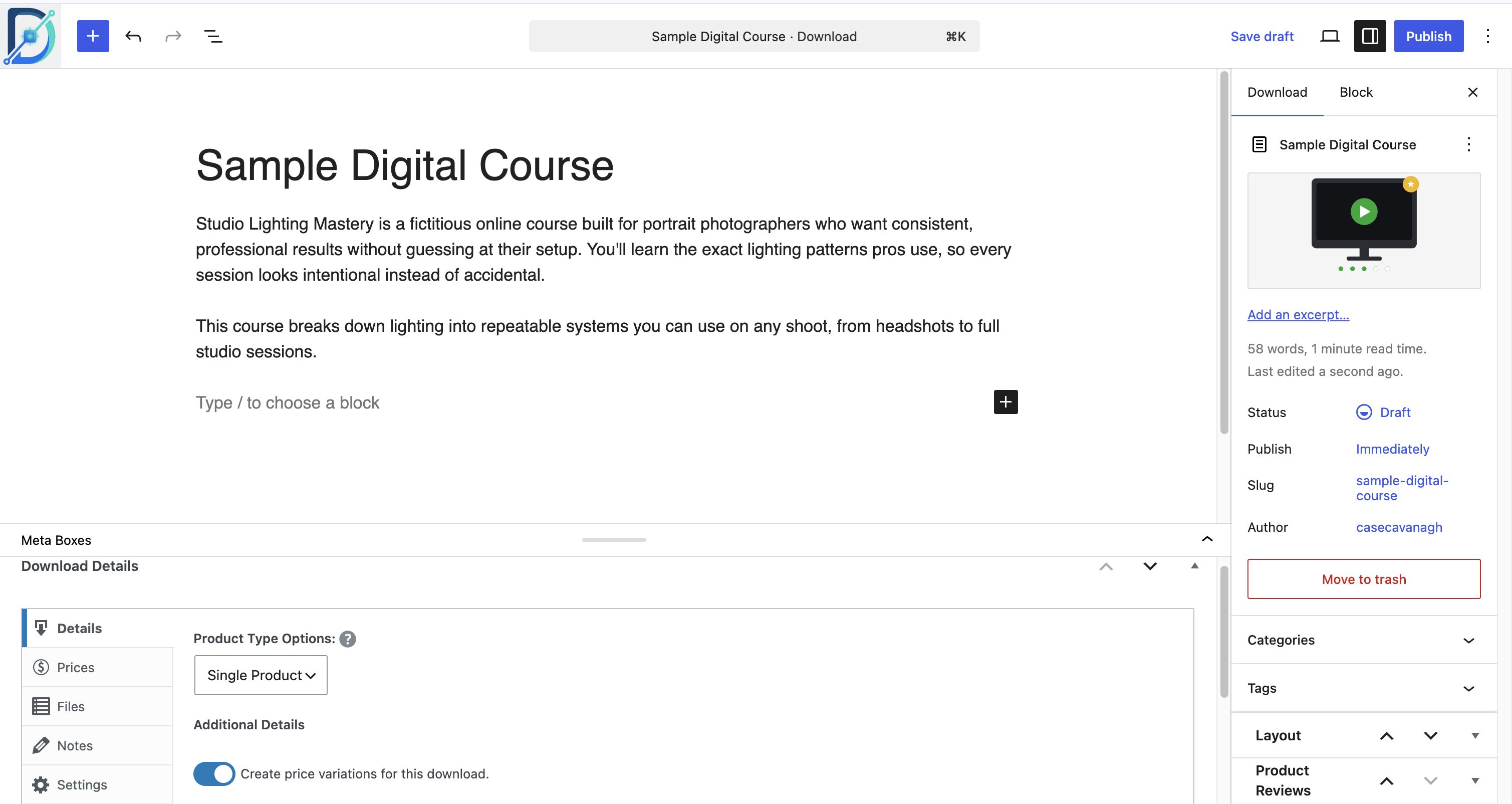 Easy Digital Downloadsを使用してWordPressで販売するデジタルコースを作成する。