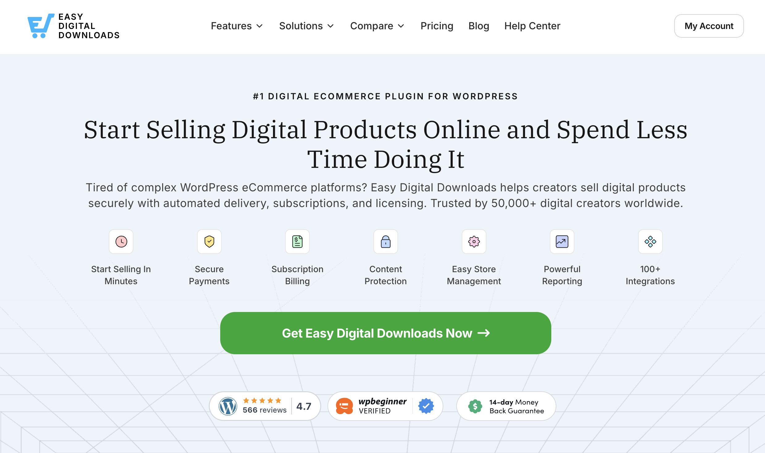 Easy Digital Downloadsウェブサイトのホームページ