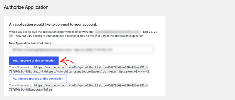 The WPVibe and Easy Digital Downloads Authorize Application prompt.