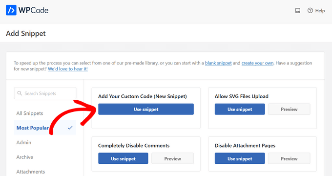 Adicionar código personalizado no WPCode com novo trecho – Easy Digital Downloads Adicionar código personalizado no WPCode