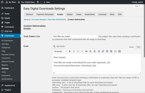 Custom Deliverables – Easy Digital Downloads